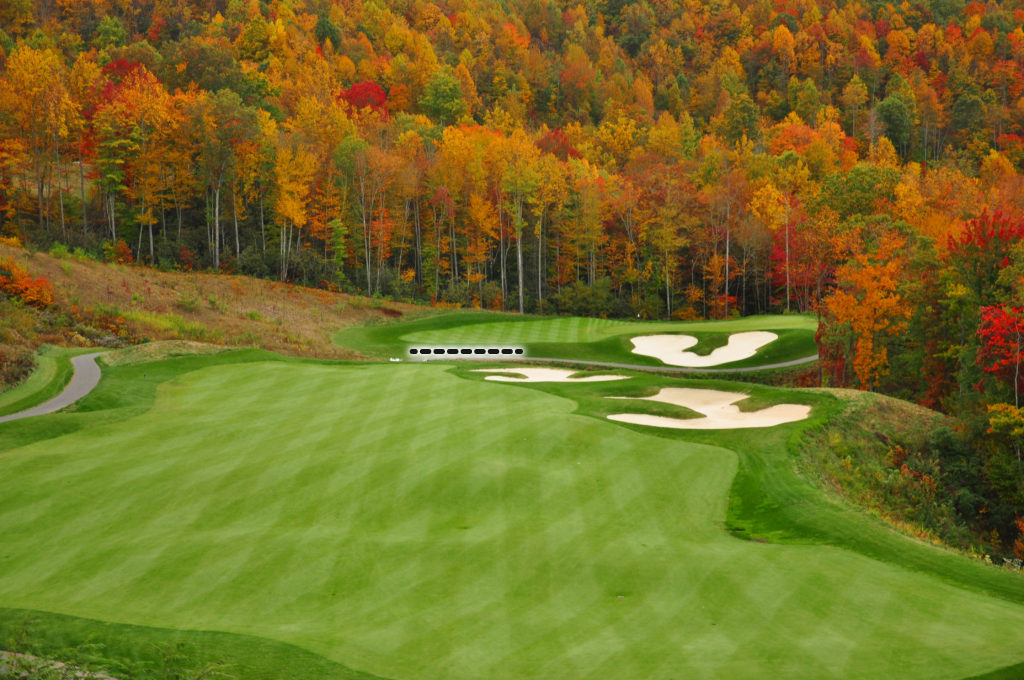 golf course nestled in the North Carolina mountains in the Fall